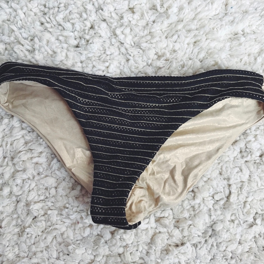 Luli Fama - Black & Gold Scrunch Bikini Bottoms